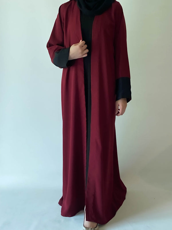 Maroon solid kimono