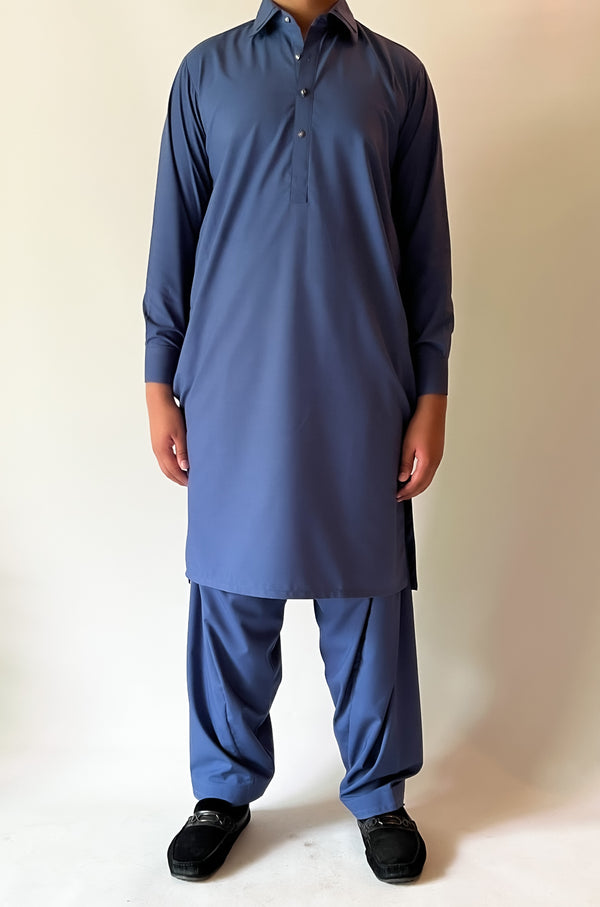 BLUE WASH AND WEAR SHALWAR KAMEEZ