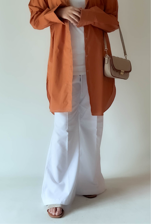 Cream boot-leg pants