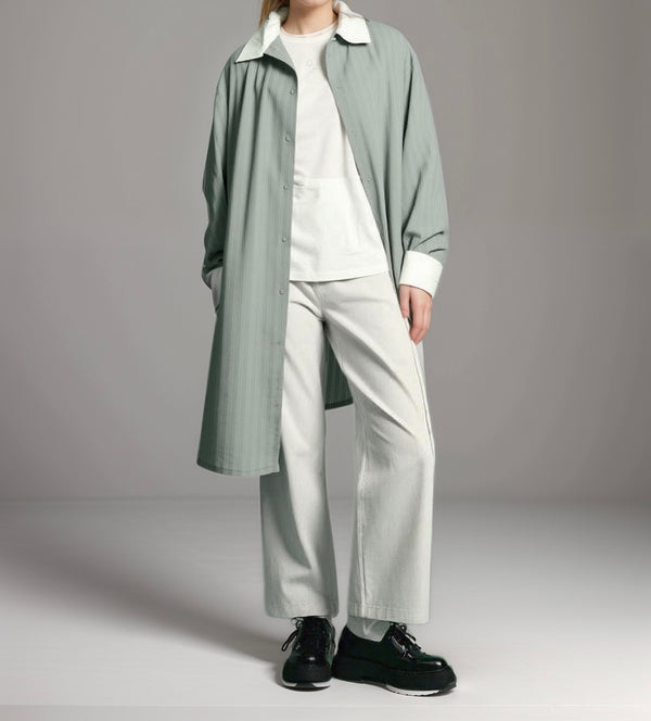 Sage striped - button down top